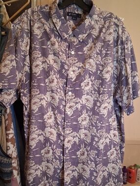 Cremieux‎ Purple Floral Short-Sleeve Button-Down Shirt,sz.XXL